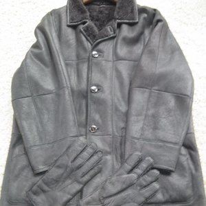 Authentic Charles Christ Sheepskin 3/4 Length Men's Coat Jacket Matching Gloves